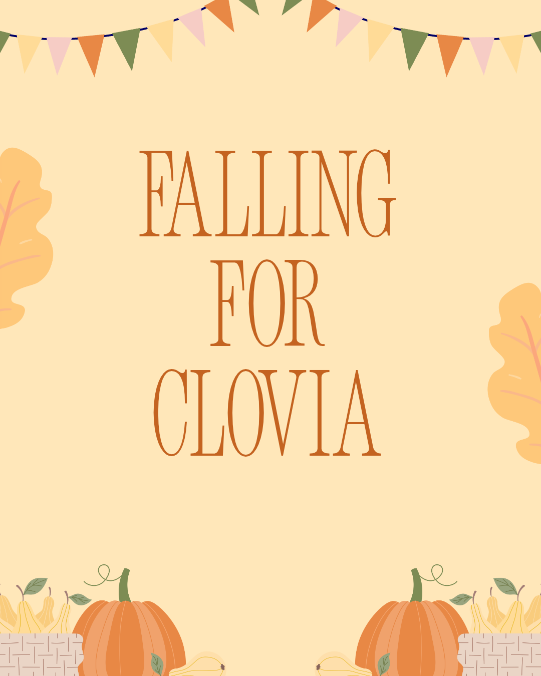Falling for Clovia themed graphic